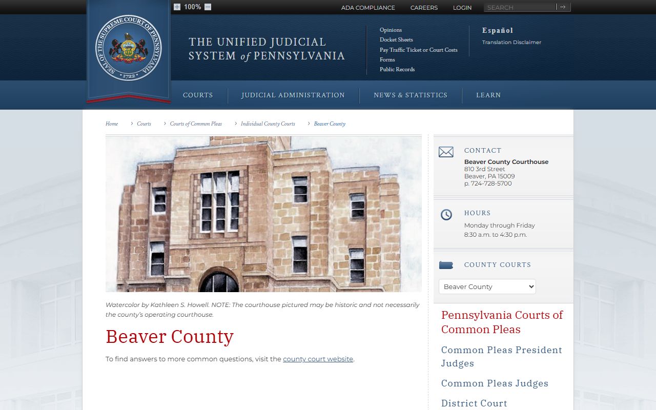 Beaver County courts dissolution of marriage court of common pleas