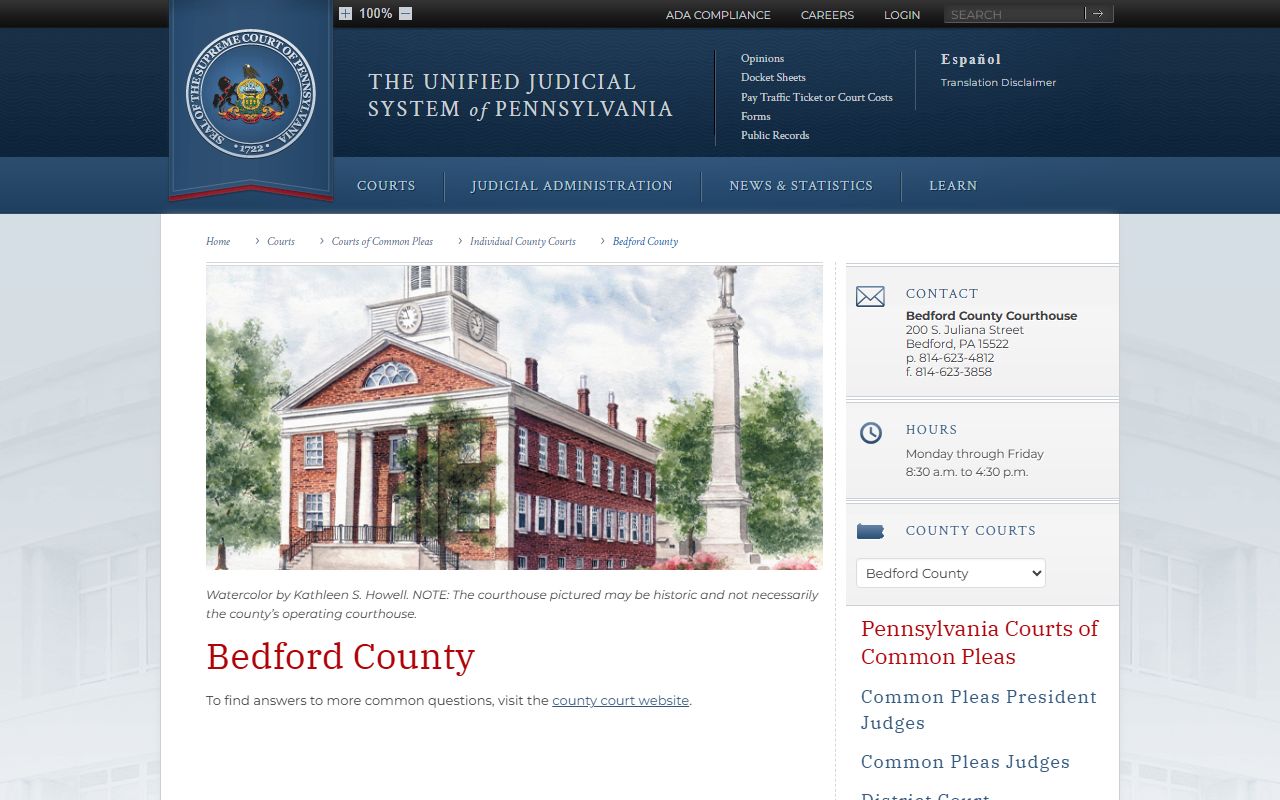 Bedford County courts dissolution of marriage records courthouse