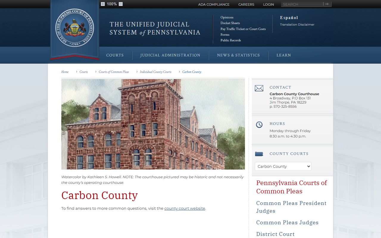 Carbon County dissolution of marriage court of common pleas Jim Thorpe PA