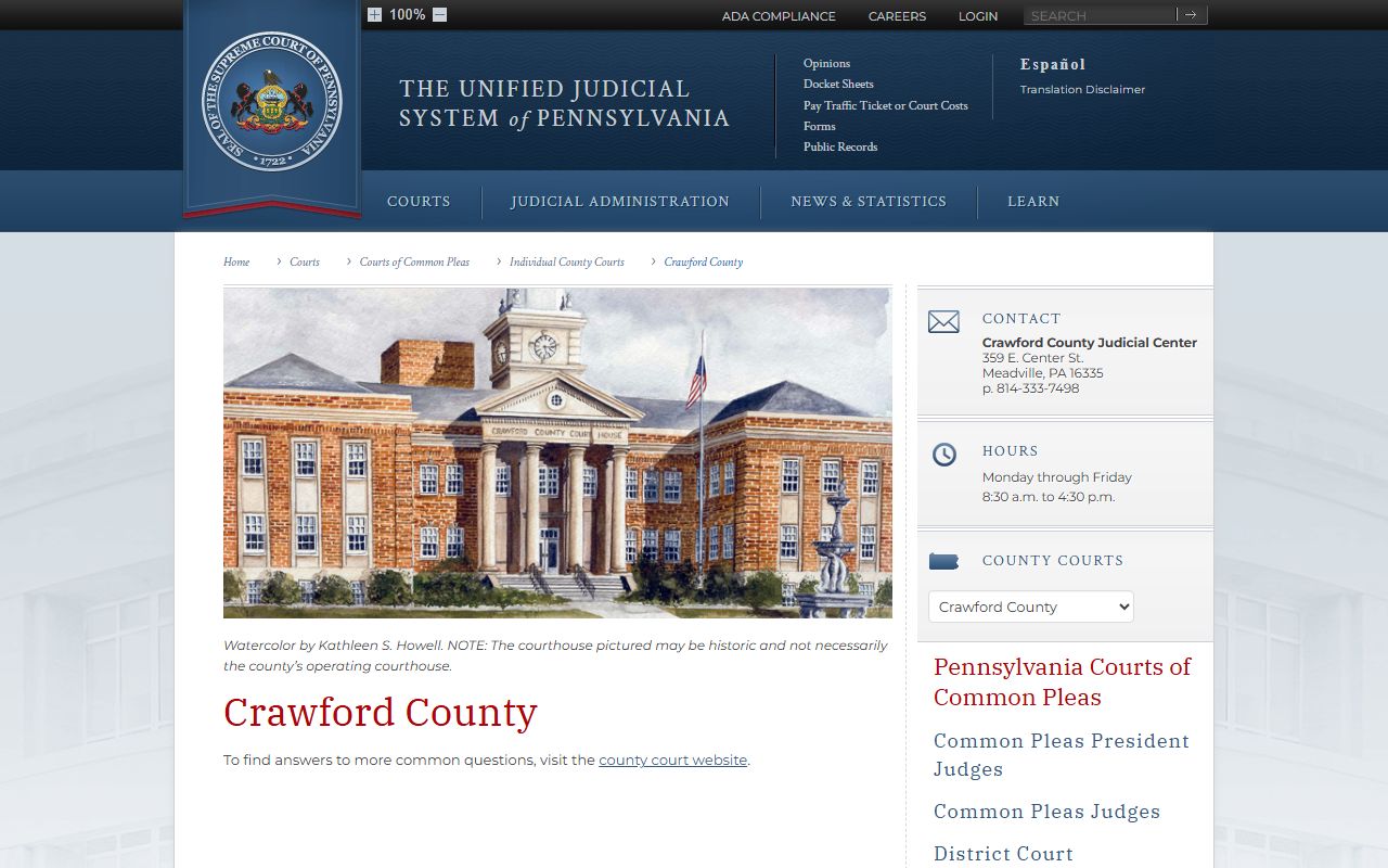 Crawford County dissolution of marriage court of common pleas records