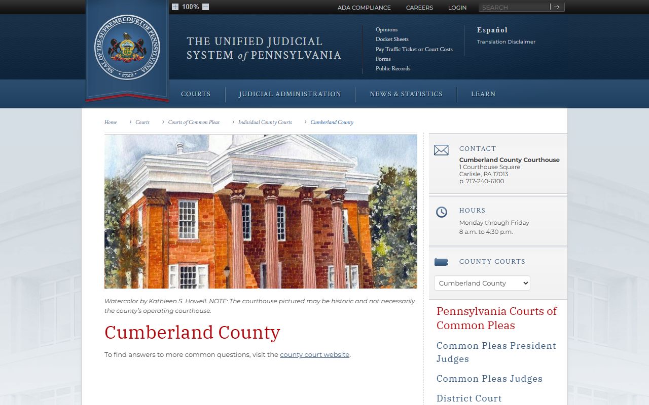Cumberland County dissolution of marriage court of common pleas Carlisle PA