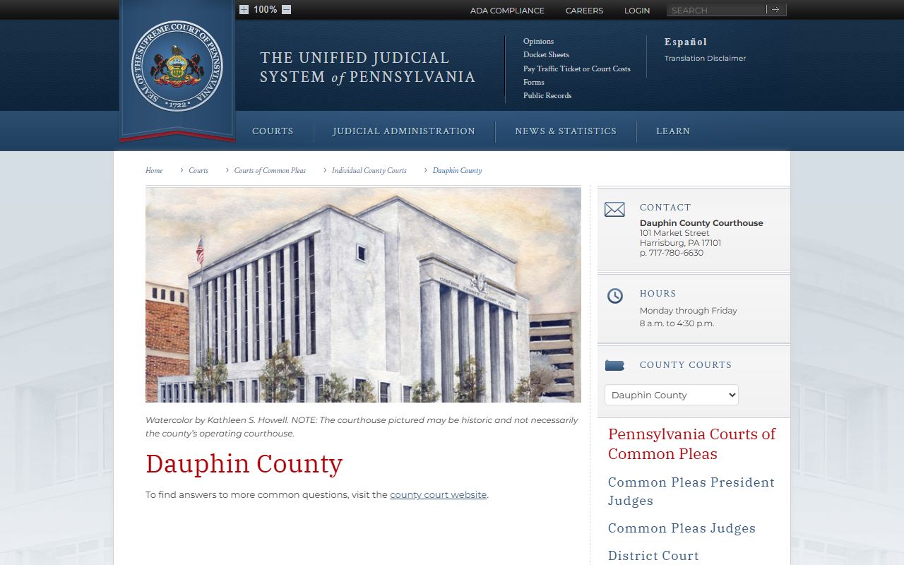 Dauphin County dissolution of marriage court of common pleas Harrisburg PA