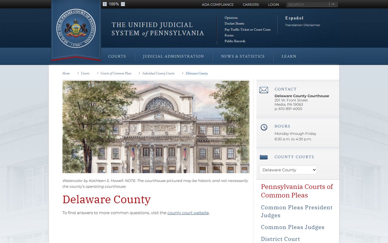 Delaware County dissolution of marriage court of common pleas Media Pennsylvania