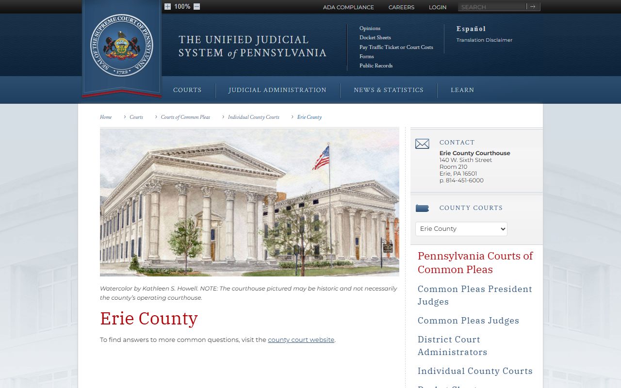 Erie County dissolution of marriage court of common pleas Erie Pennsylvania