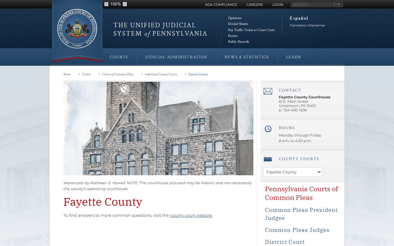 Fayette County dissolution of marriage court of common pleas Uniontown Pennsylvania
