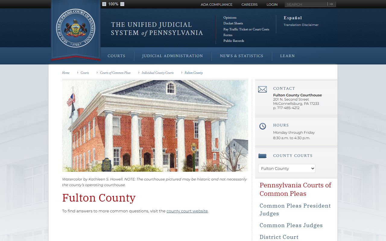 Fulton County dissolution of marriage court of common pleas McConnellsburg Pennsylvania