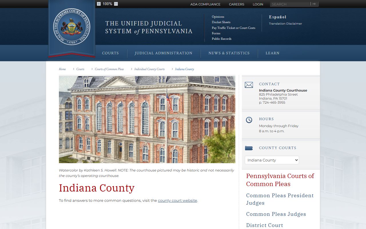 Indiana County dissolution of marriage court of common pleas Indiana Pennsylvania
