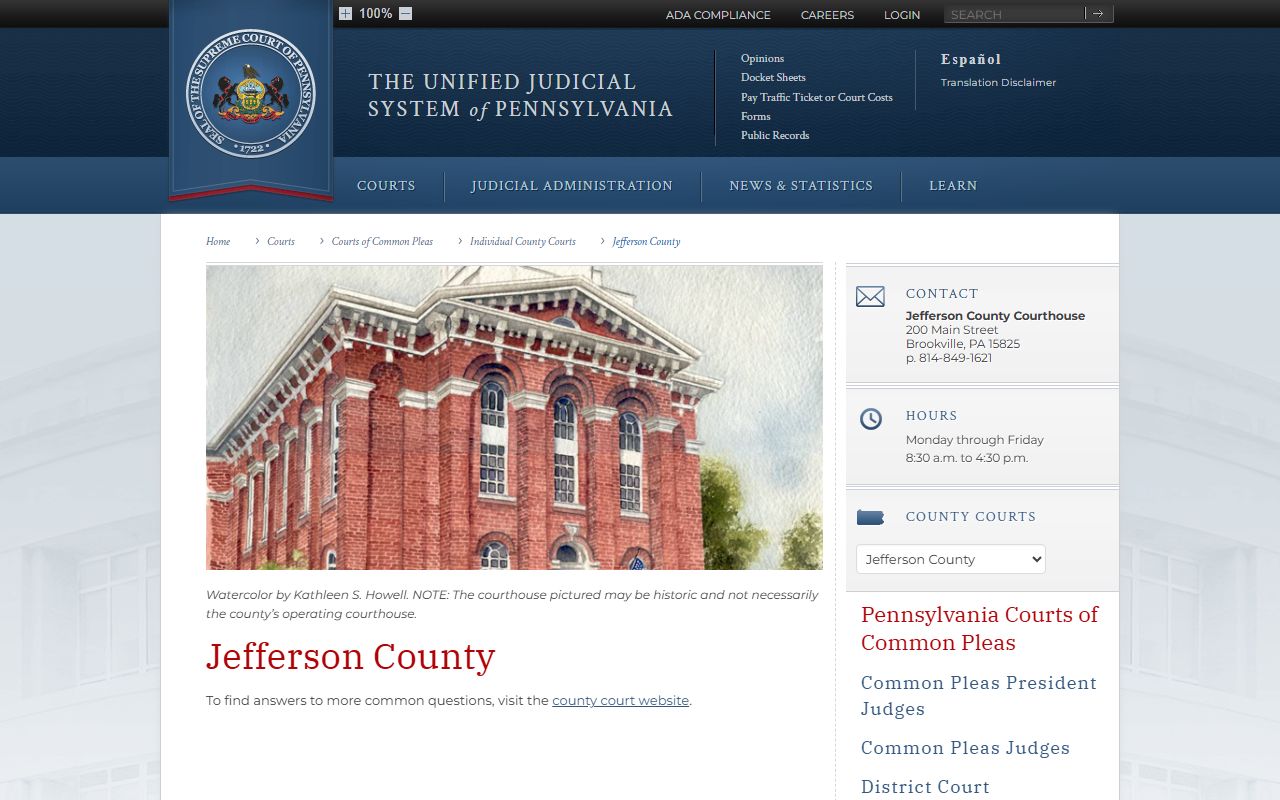 Jefferson County dissolution of marriage court records Pennsylvania