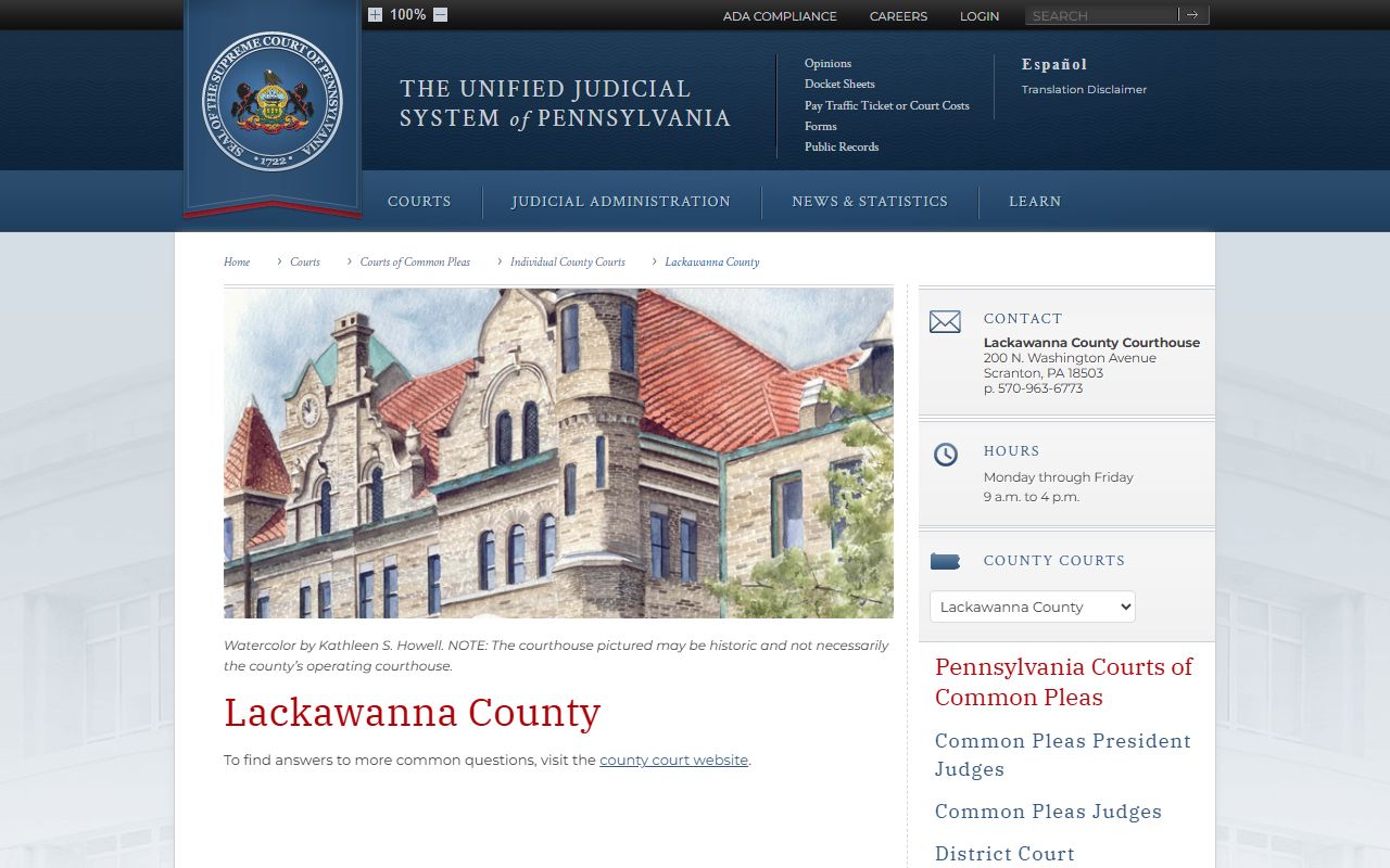 Lackawanna County dissolution of marriage court of common pleas Scranton