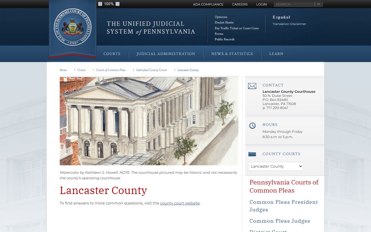Lancaster County dissolution of marriage court of common pleas records