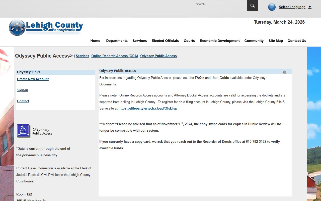 Lehigh County dissolution of marriage Odyssey public access records search