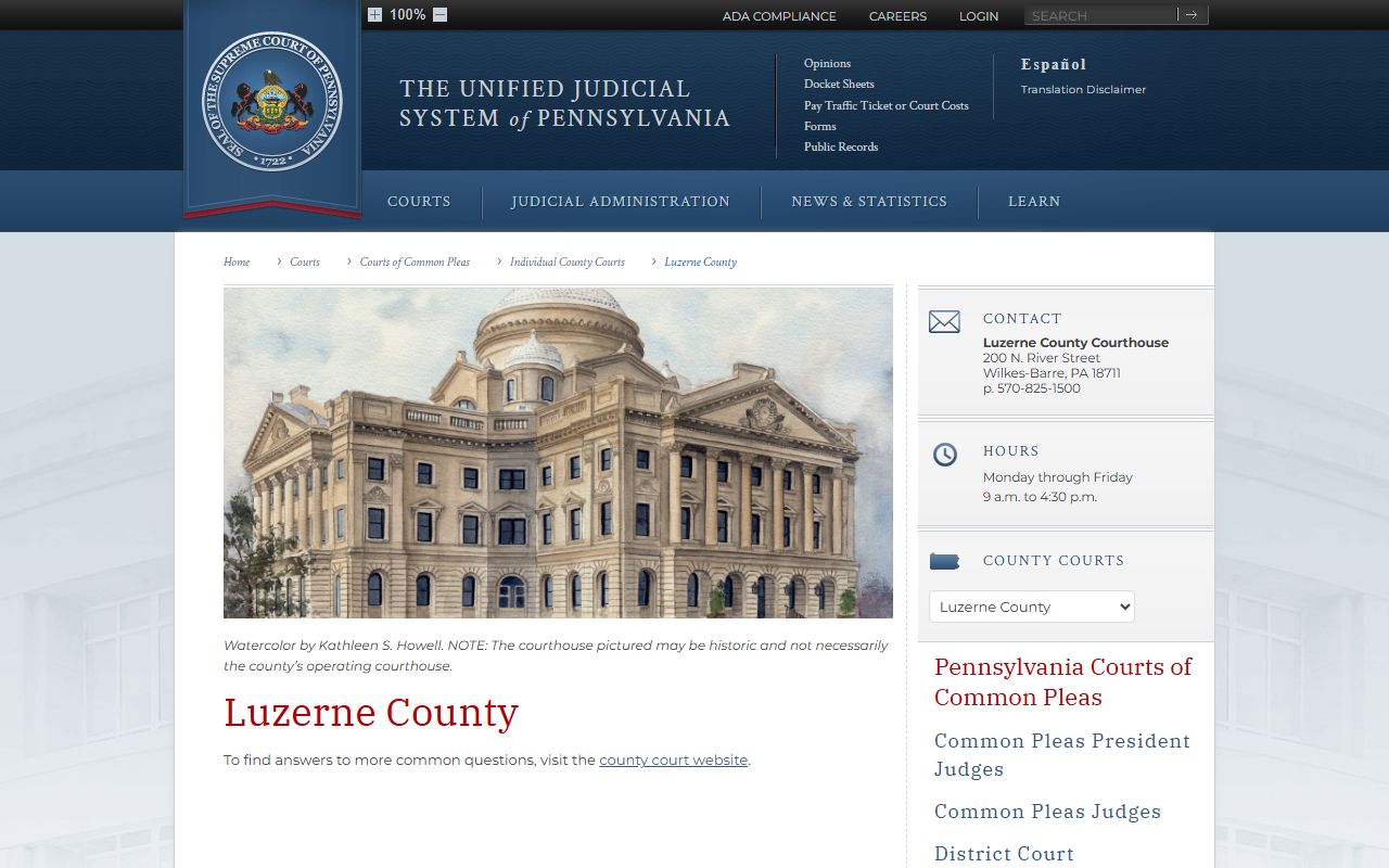 Luzerne County dissolution of marriage court records Wilkes-Barre PA