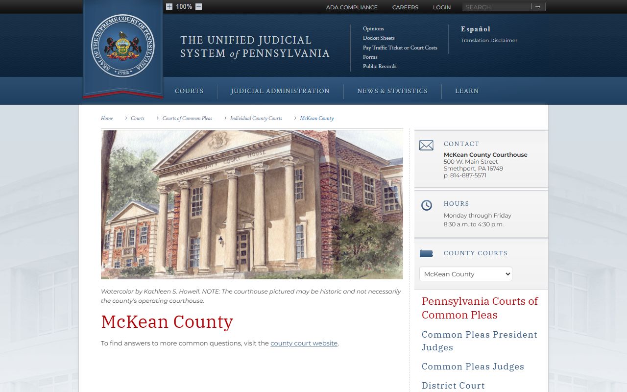 McKean County dissolution of marriage court records Smethport PA