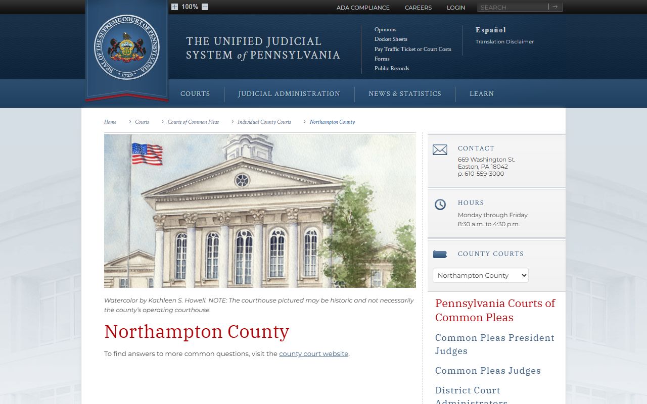 Northampton County Court of Common Pleas dissolution of marriage docket