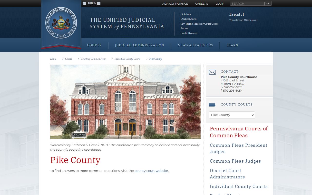 Pike County dissolution of marriage court records Milford PA