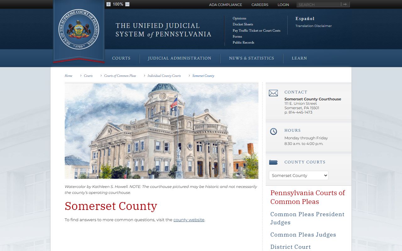Somerset County Courts dissolution of marriage Common Pleas Pennsylvania