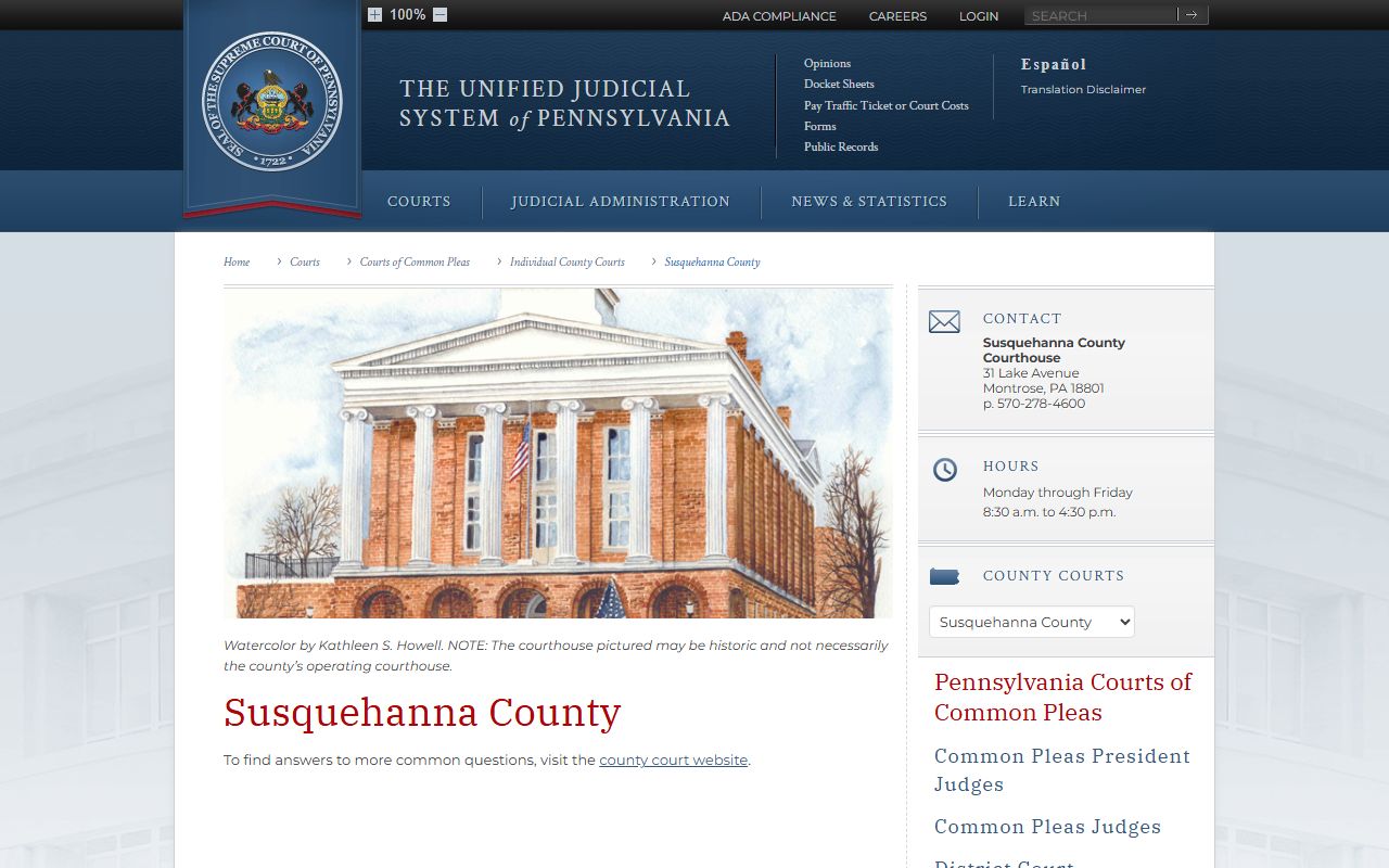 Susquehanna County dissolution of marriage court records