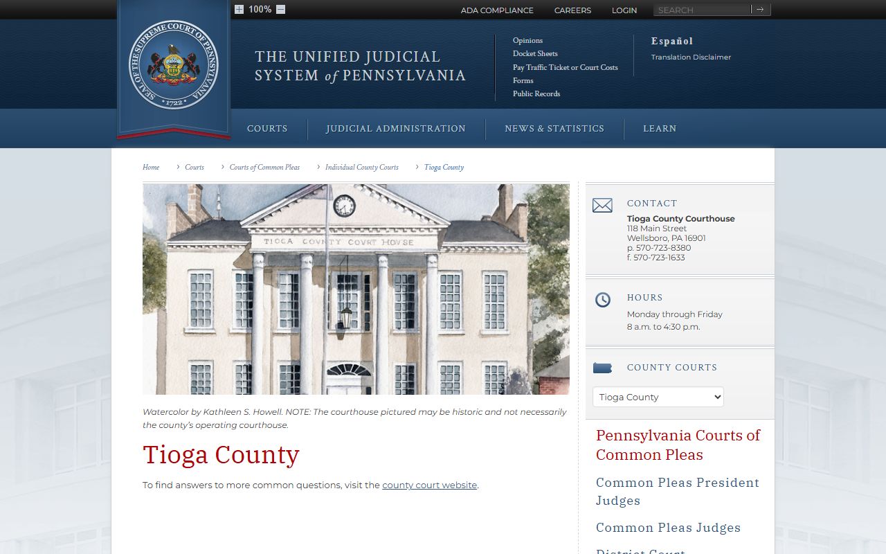 Tioga County dissolution of marriage court records Wellsboro
