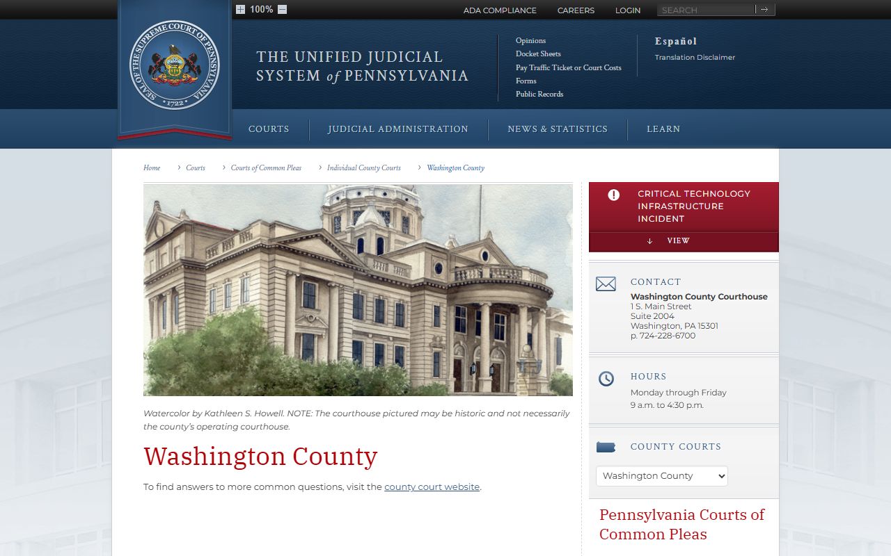 Washington County dissolution of marriage court records Pennsylvania