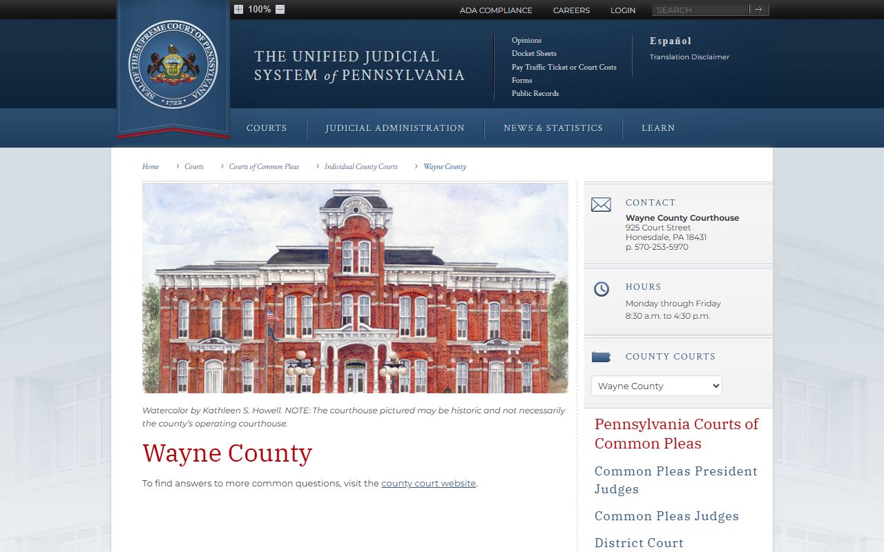 Wayne County court system dissolution of marriage Pennsylvania