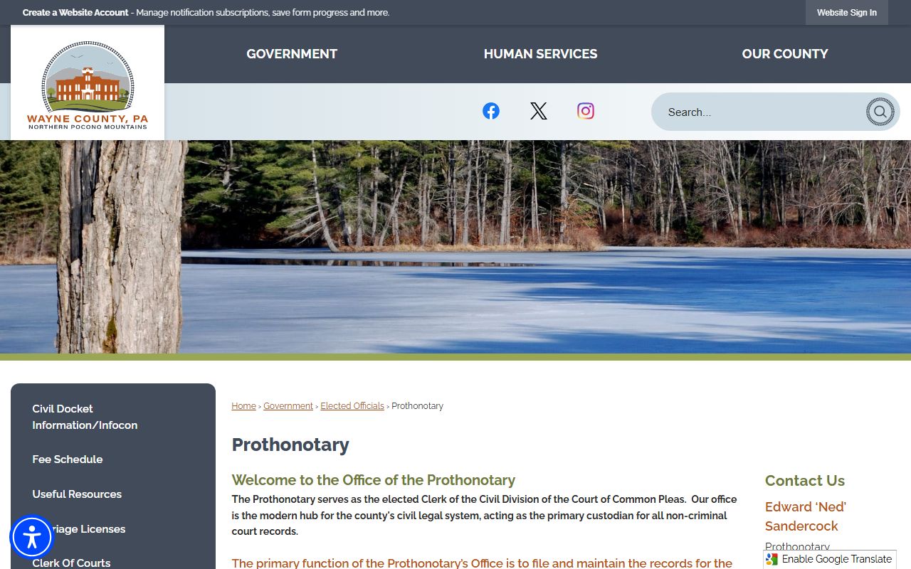 Wayne County Prothonotary dissolution of marriage records Honesdale PA