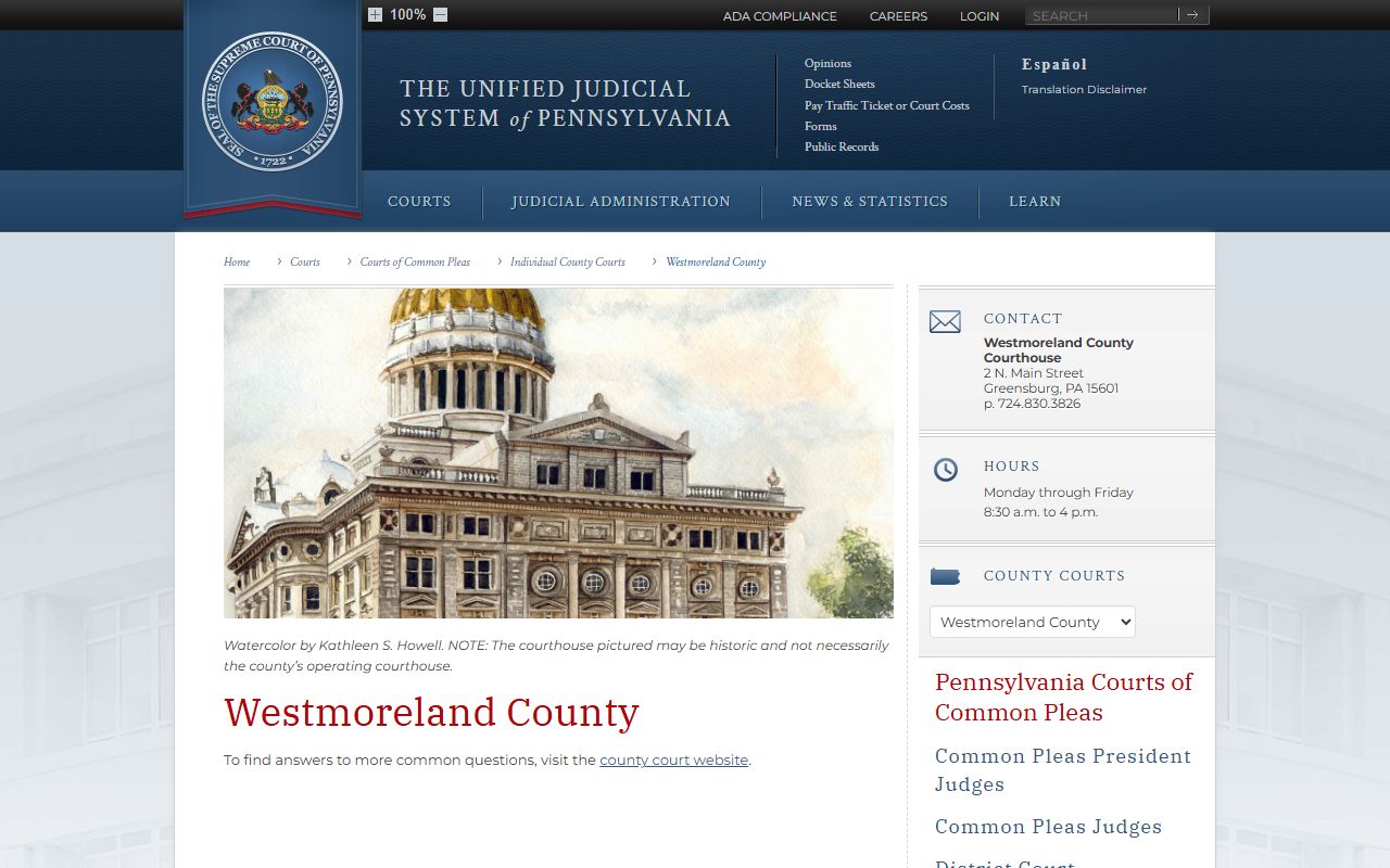 Westmoreland County Courts dissolution of marriage records Greensburg Pennsylvania