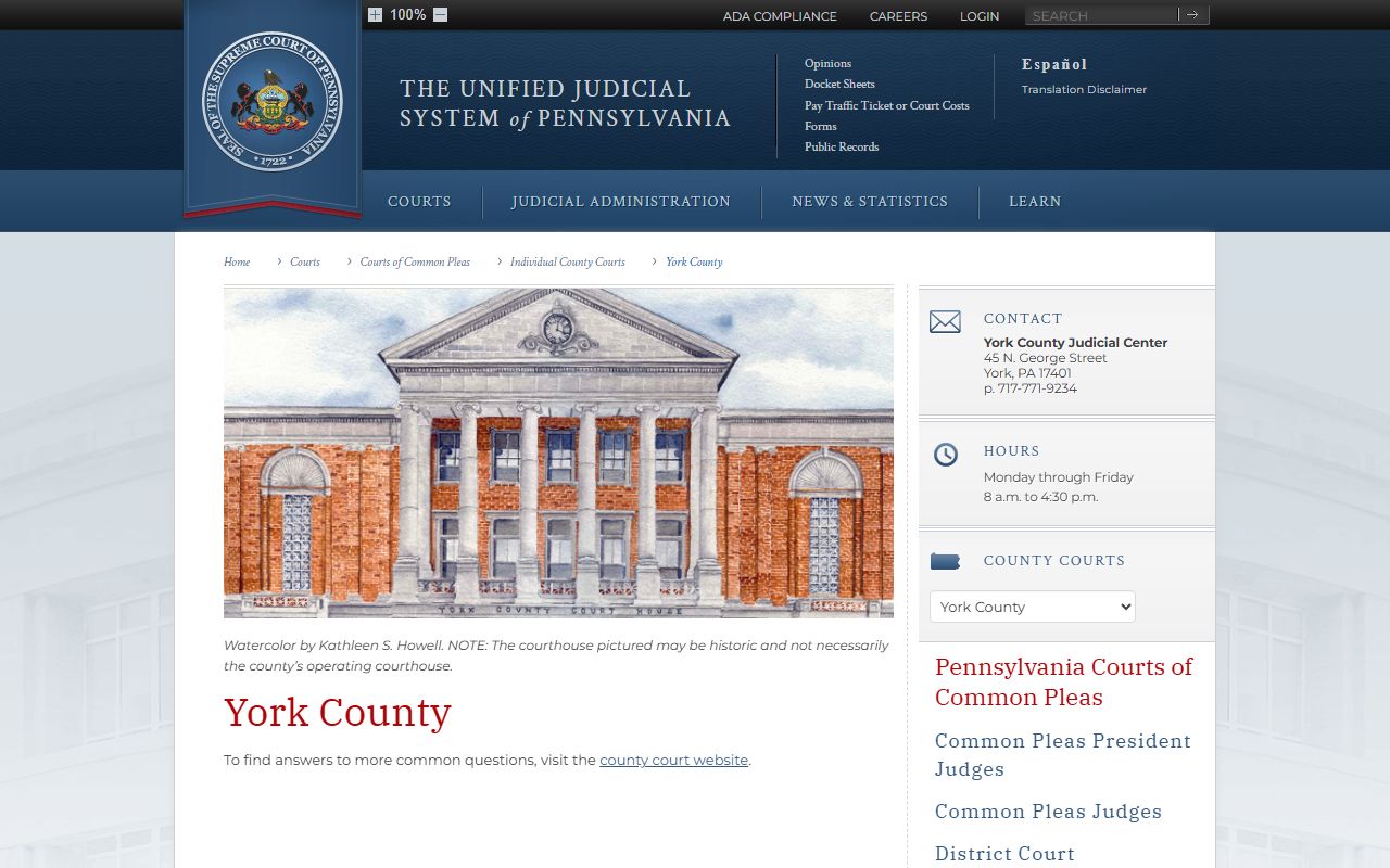 York County Courts dissolution of marriage records Pennsylvania Judicial Center