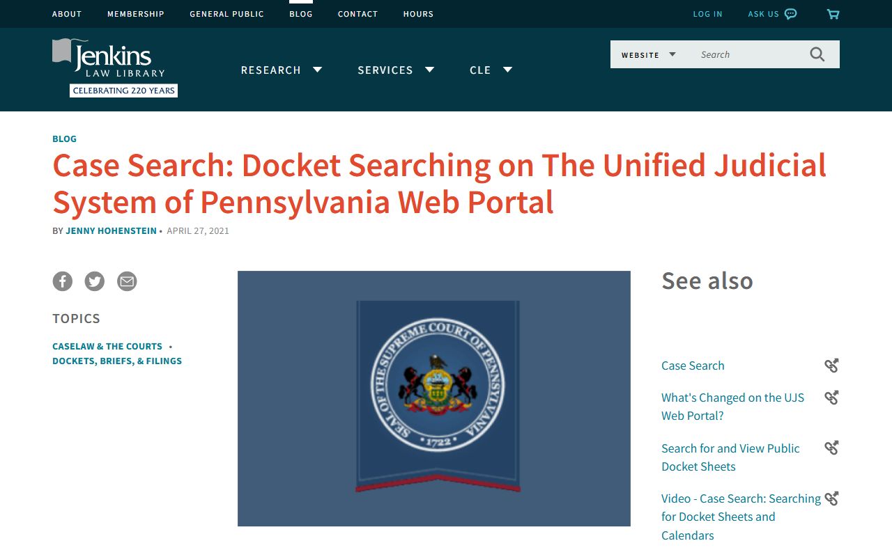 Pennsylvania UJS docket search guide for divorce records